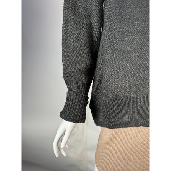 Love Rocks Womens Large Gray Acrylic Shawl Collar Button Cardigan Sweater - Picture 9 of 16